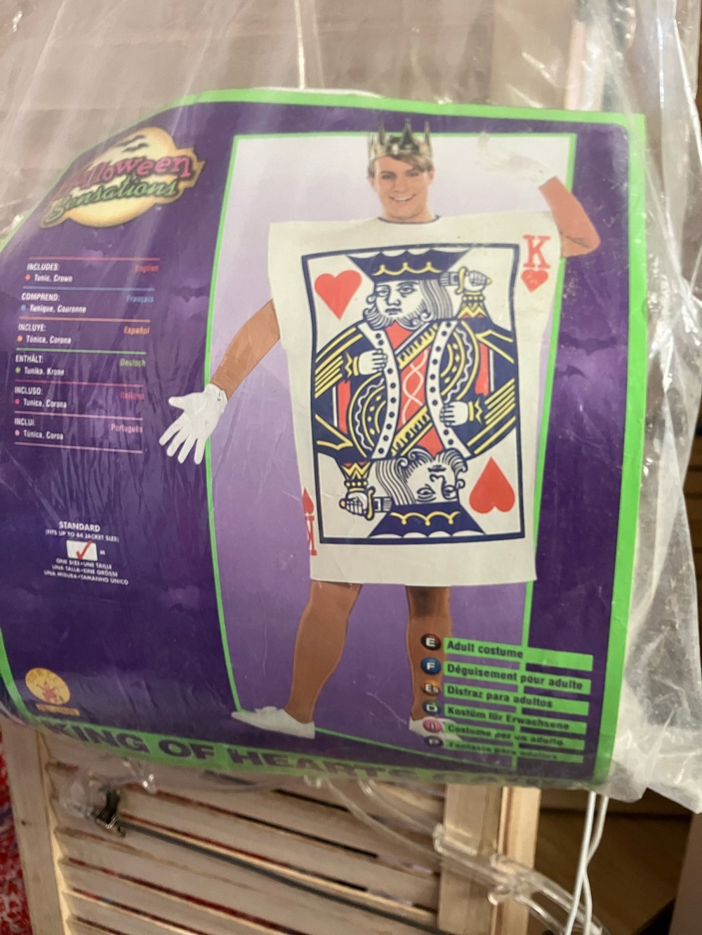 King of Hearts Playing Card Costume - White/Red/Blue -